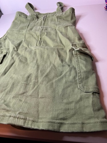Art Class Jumper Dress Girls Small (6/7) Green Denim Pockets Sleeveless Back Zip - Picture 6 of 12