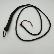 Vintage 7 Ft. Rawhide Leather Bull Whip Braided Horse Cowboy Bullwhip Natural