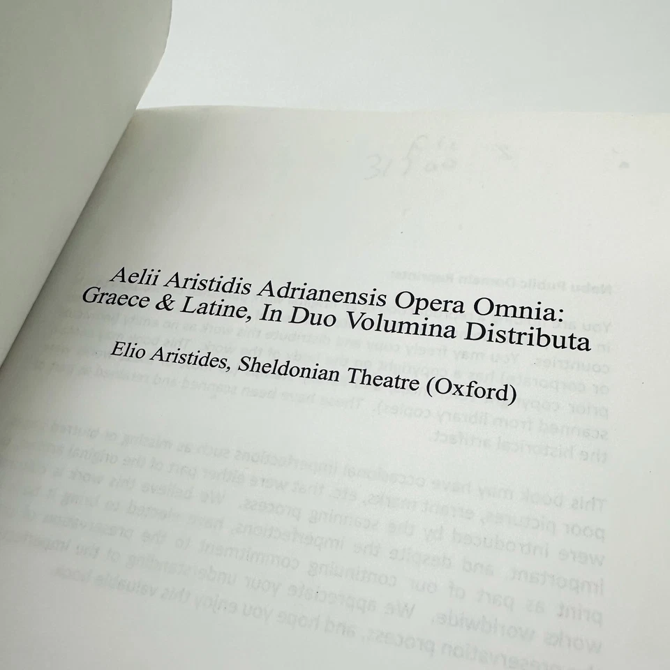 Aelii Aristidis Adrianensis Opera Omnia: Graece & Latine, in Duo Volumina, New - Image 2 of 4