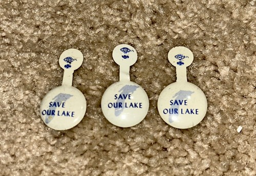 3 Vintage CHICAGO SANITARY DISTRICT "SAVE OUR LAKE" Metal Tab BOND ELECTION - Picture 2 of 3