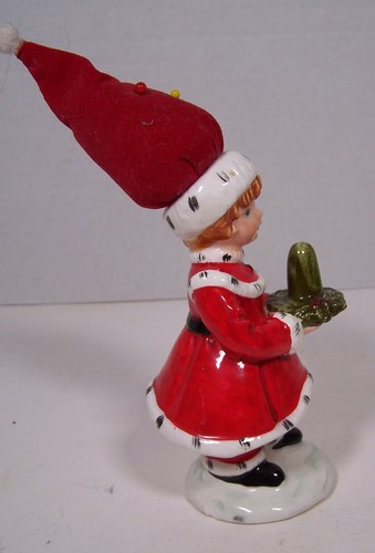Christmas Themed Little Girl Thimble Holder and Pincushion Schmid - Picture 2 of 5