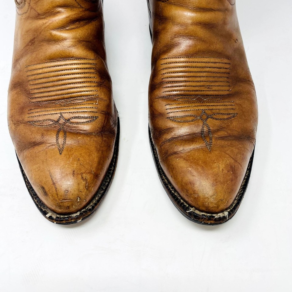 Vintage Tony Lama Leather Western Cowboy Boots Brown Mens Size 10B 5084
