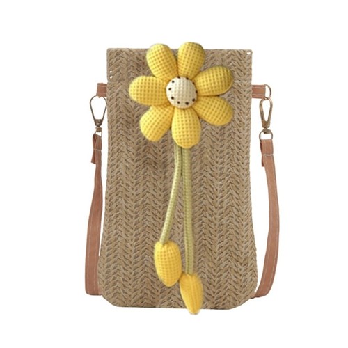 Women Straw Shoulder Bag Handwoven Beach Bag Handbag and Purse Crossbody Bag - Picture 3 of 12