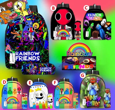 3PCS Set Roblox Rainbow Friends Backpack Bag Lunch Bag Pencil Case School Gift