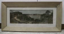 VINTAGE FRAMED HAND PAINTED COLOURED PHOTOGRAPH BLUE LAKE MT GAMBIER SA