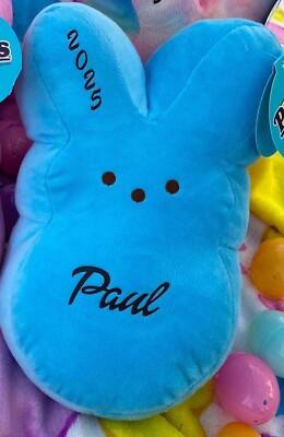 Personalized 10  Peep Plush Bunnies In Gift Bag Easter Spring