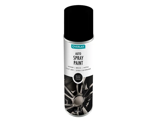 Overlay Black Satin Spray Paint 400ml – Wood, Metal, Brick, Fast Drying Finish