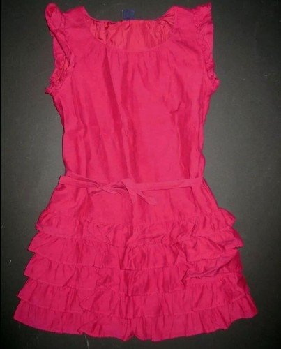 Gap kids girls drop waist ruffle skirt berry pink short cap sleeve dress M 8 - Picture 3 of 3
