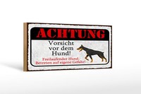 Holzschild Hinweis 27X10 Cm Achtung Vorsicht Vor Dem Hund Deko Schild