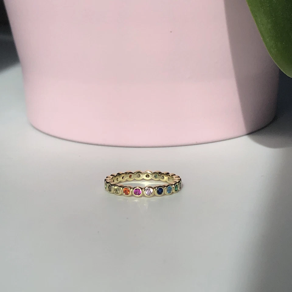 Anillo Arco Iris Banda Oro 14k Relleno Plata de Ley | Talla 6 Foto 4 de 4