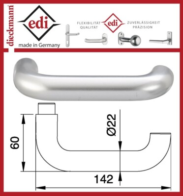 EDI Edelstahl matt Türdrücker Türgriff gebogen Vierkant 10 mm DIN rechts / links