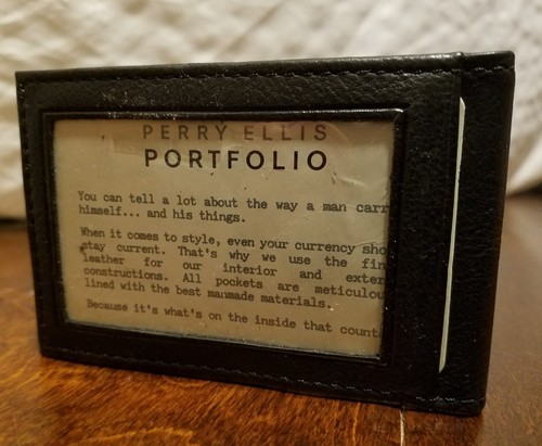 Nuevo PERRY ELLIS Para Hombre Bolsillo de Cuero Delgado Soporte para Tarjeta de Crédito Plegable Billetera - Imagen 3 de 4