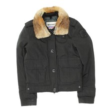 Blauer Womens Black Quilted Fur Trim Jacket | Vintage High End Designer Vtg