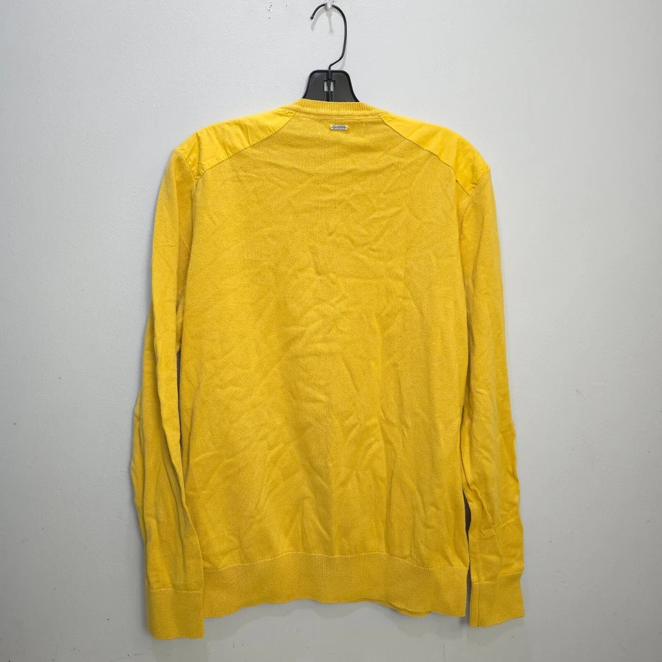 Suéter Suéter Chevignon para Hombres Jersey Grande Amarillo Algodón Cuello Alto Cuello en V Sólido Foto 2 de 4