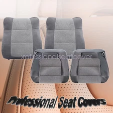 Driver / Passenger Bottom / Top Cloth Seat Cover Gray For 02-03 Ford F150 Lariat