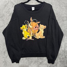 Disney The Lion King Sweatshirt Black Crewneck Juniors Size XXL 19 Simba Nala