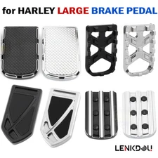 CNC Large Brake Pedal Pad Cover For Harley Touring Street Road Glide Softail FLD