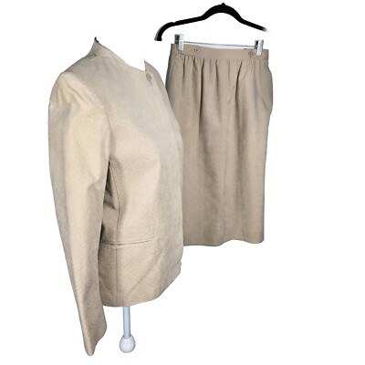 Nan Elliott Send 9 Jacket 6 Skirt Pale Peach Color Ultra Suede Skirt Suit B12