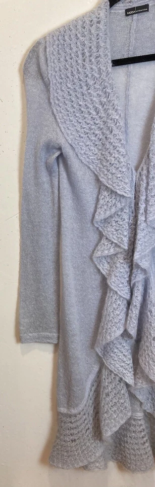 Cárdigan Y2K Años 90 Moda Internacional Niño Mohair Suéter Plumero Talla S Azul Volantes Foto 4 de 4