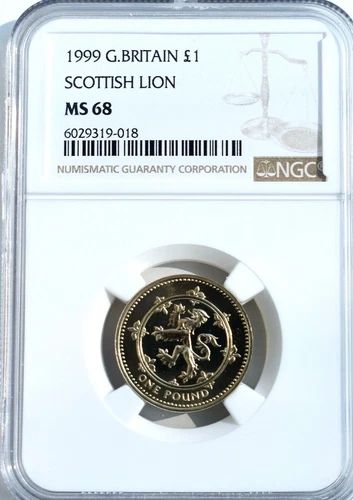 1999 Pound £1 Scottish Lion NGC MS68 Great Britain UK Coin 