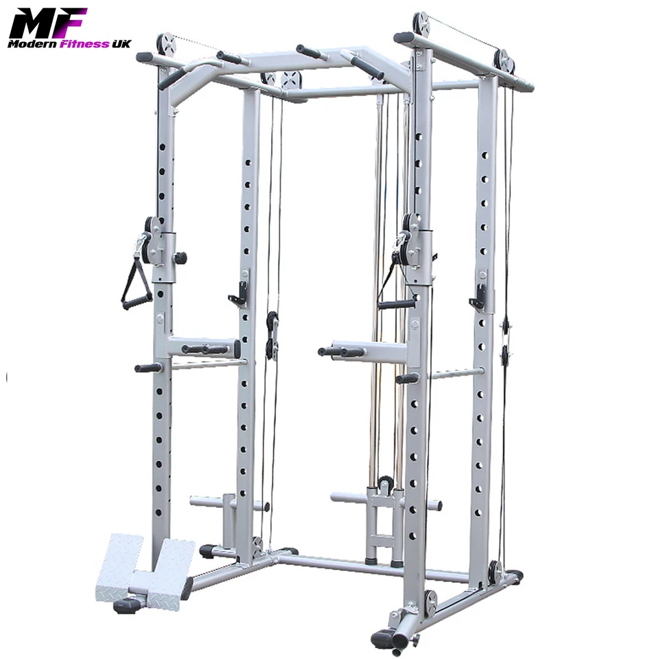 Power Rack Squat Cage with Cable Pulley System Home Gym Weight Lifting Training - Image 2 of 3