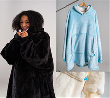 Adult Unisex Oversized Extra Thick Sherpa Fleece Soft Blanket Hoodie UK One Size