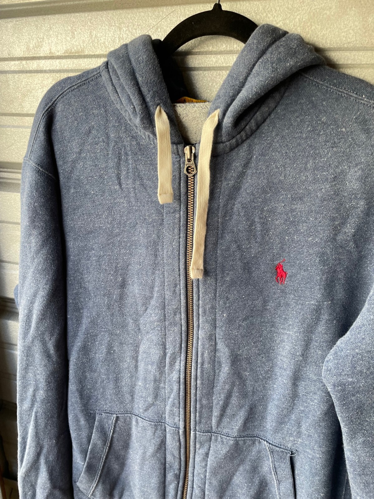 Polo Ralph Lauren maglione uomo XL blu full zip logo pony felpa con cappuccio