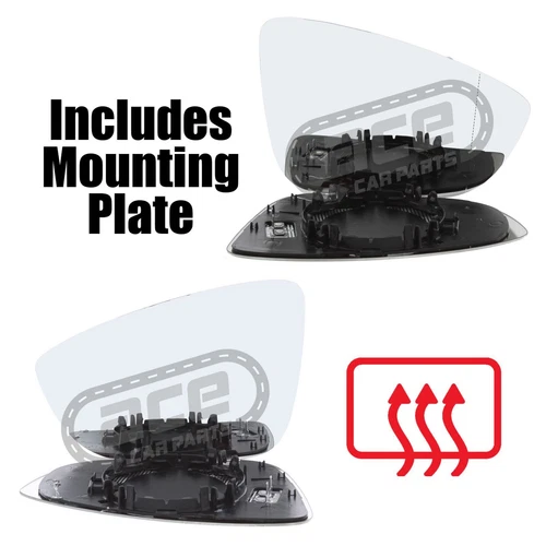 VW Passat B7 2010-2015 Wing Door Mirror Glass Heated Aspherical & Convex 1 Pair