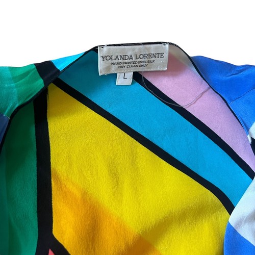 Cárdigan cascada chaqueta kimono de seda pintada a mano Yolanda Lorente vintage años 80 - Imagen 5 de 5