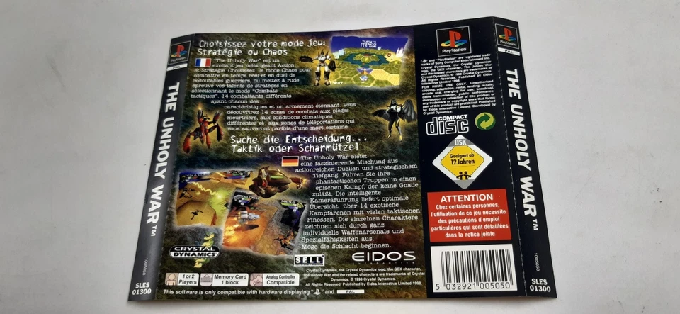 Jaquette arrière Jeu Sony Playstation 1 PS1 The Unholy War - Photo 1/1