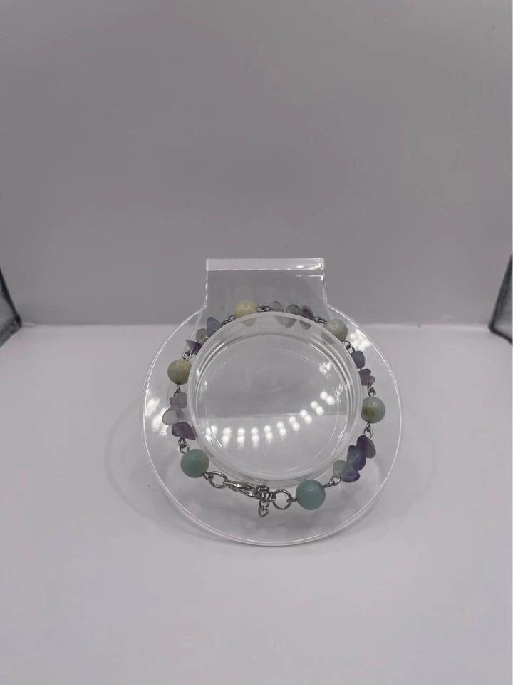 Pulsera de eslabones de amazonita y fluorita de 8 pulgadas Foto 3 de 3