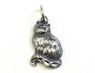 Vtg Sterling Silver 925 Fluffy Cat Pendant Signed "S" Himalayan Persian Ragdoll