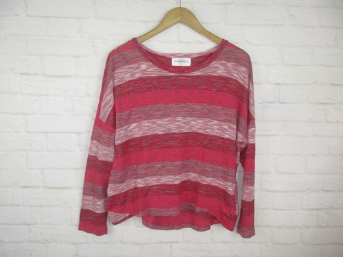 Soul Cycle womens size M Red Striped Vintage Havana Knit Batwing Long Sleeve Top - Picture 4 of 6