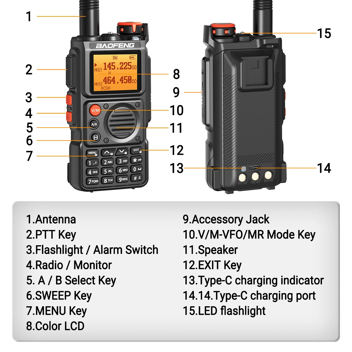 Baofeng UV-K6 Multi Band Walkie Talkie Type-C Long Range NOAA Ham Two Way Radio Baofeng UV-K6 Multi Band Walkie Talkie Type-C Long Range NOAA Ham Two Way Radio