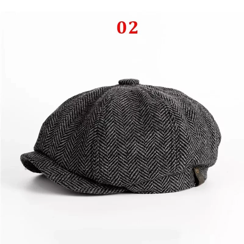 Hot Men's Wool Newsboy Gatsby Cap Driving Flat Cabbie Plaid Tweed Ivy Hat Golf - Image 3 of 4