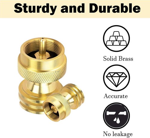 Universal Solid Brass Propane Tank Adapter 20LB to 1LB Converter QCC1 Regulator - Picture 24 of 24
