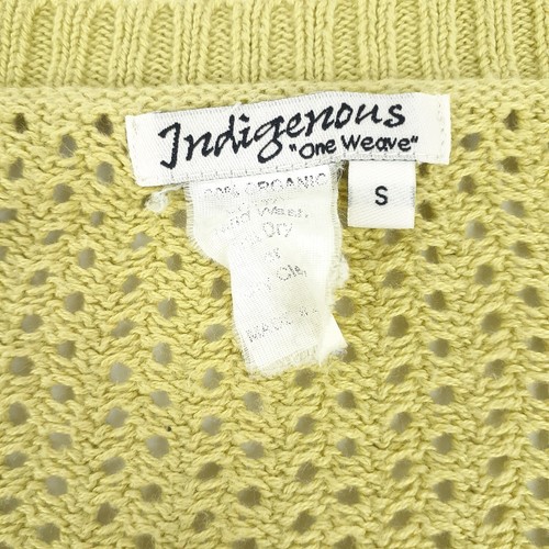 Indigenous Women's S Sweater Organic Cotton Top Open Knit Blouse Boho Wood Green - Picture 2 of 11