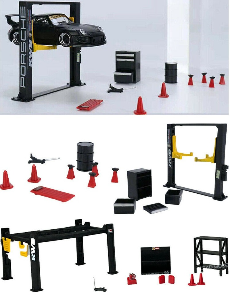 Diorama 1/64 Garage Maintenance Tools Set Alloy Die-Cast Model Car Display 12PCS