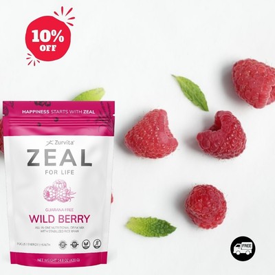 Hot now! Zurvita Zeal 30 Servings Wild Berry, Guarana Free   Feel good  Freeship