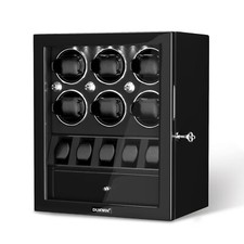 6 Watch Winder For Automatic Watch with 5 Watches Display Storage Box LED Light
