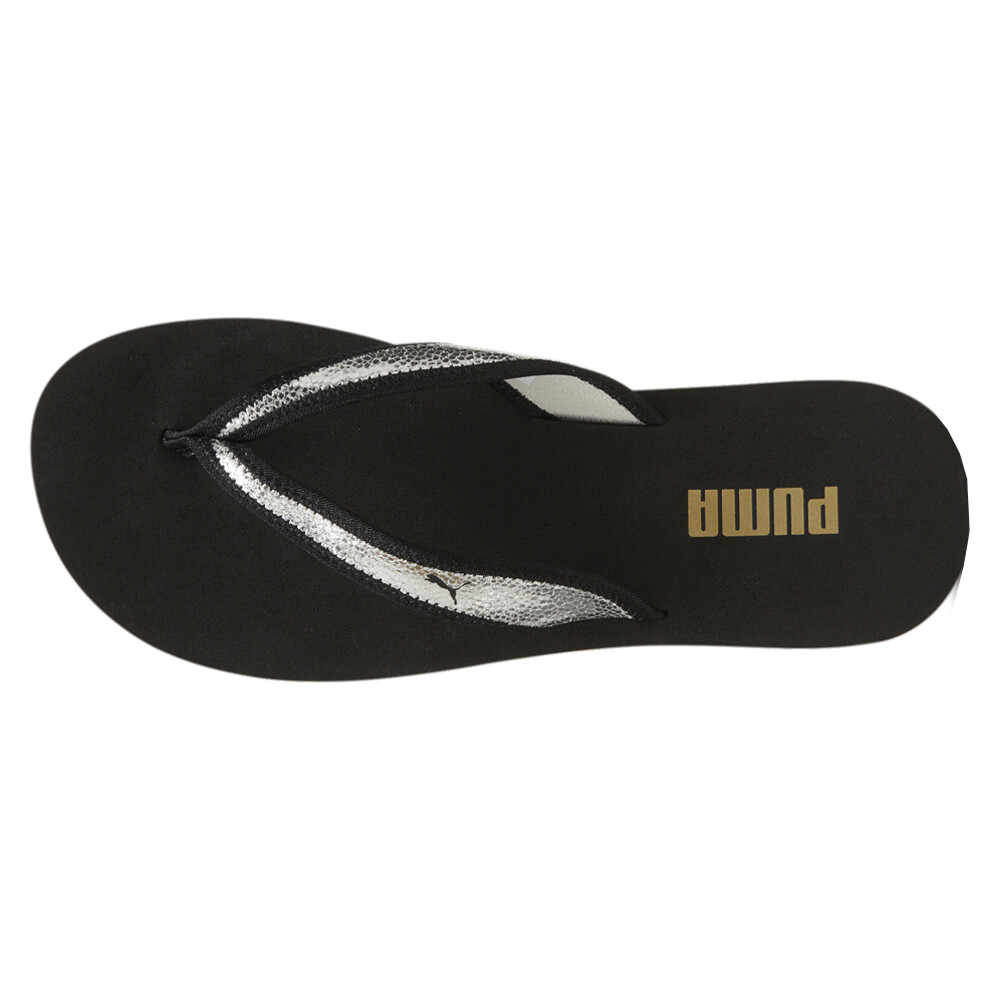 PUMA Sandy Metallic Shine Flip Flops Womens Black Casual
