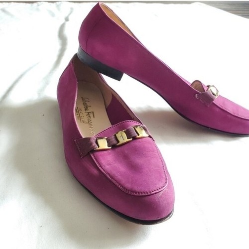 Salvatore Ferragamo Fuchsia Pink Size 8 Vintage Flat Loafer - Picture 6 of 9