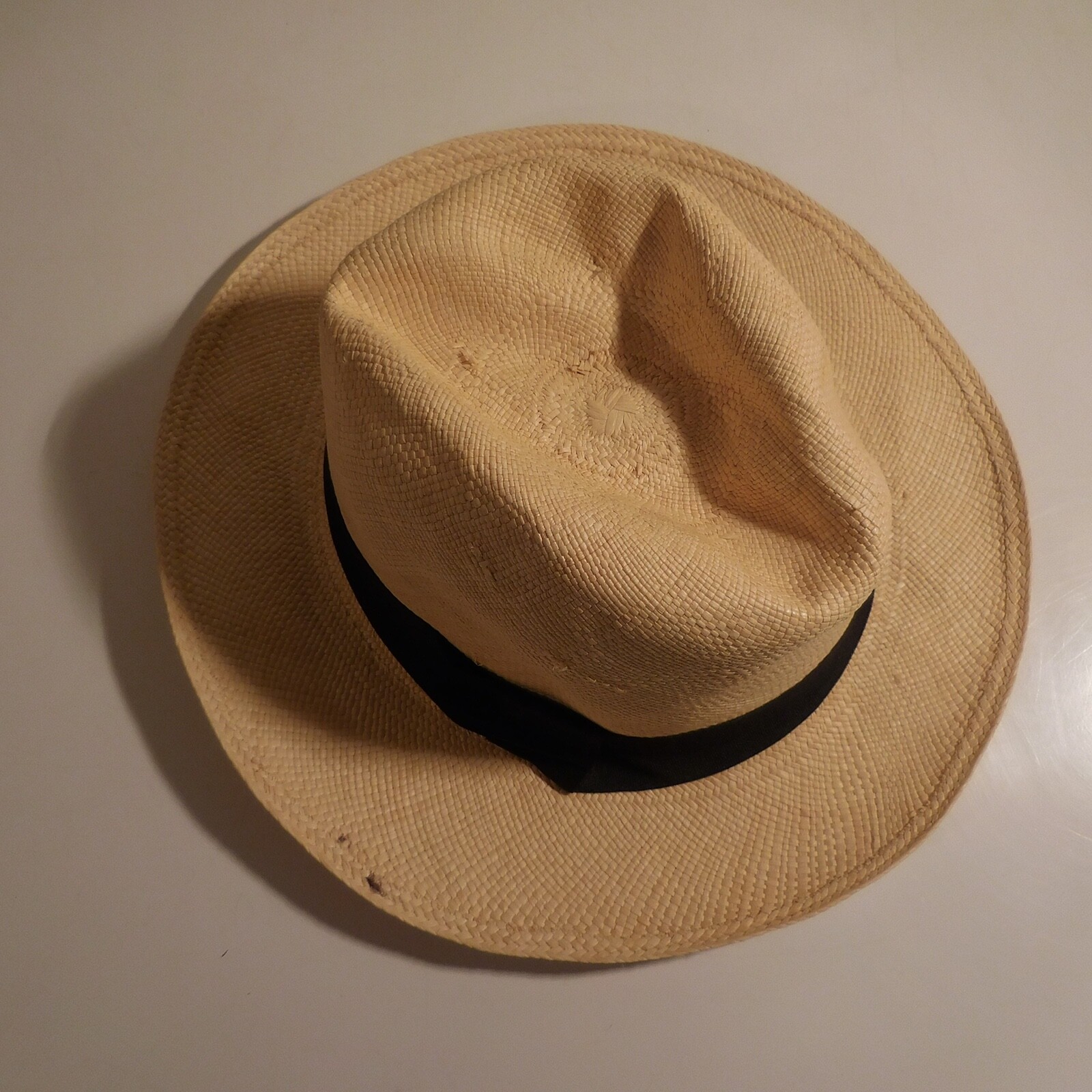 Montecristi Genuine Panama Hat Yellow Handmade For Women Men Art Deco N4671