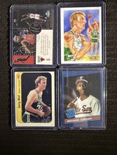 4 Michael Jordan And Larry Bird Cards 1986 1990 1997 NBA MJ Rookie Combo Card. rookie card picture