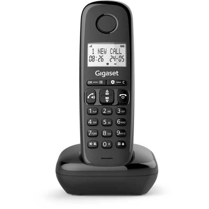 Téléphone fixe Gigaset Basic 100 Noir pour la maison et les appels en famille