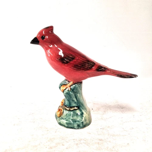 Vintage Stangl Pottery Red Cardinal Bird Figurine on Branch – Hand Painted