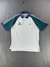 Vintage Adidas Tennis Polo Shirt Mens SZ L White ATP Cotton 90s Colorblock
