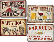 Funny Bar Signs for Home Bar Decor Bar Rules Tin Signs Vintage Happy Hour Sign M