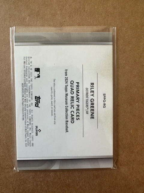 2024 Topps Museum Collection Quad Relics Red /10 Riley Greene #SPPQ-RG - Image 2 of 2