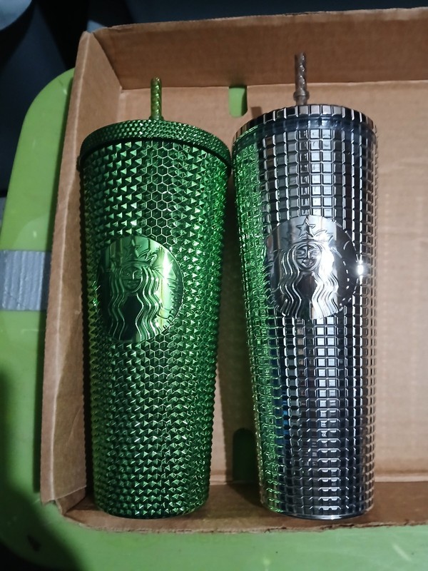Starbucks Studded Cold Cup Tumblers Lot of 2 w/ Lids & Straws